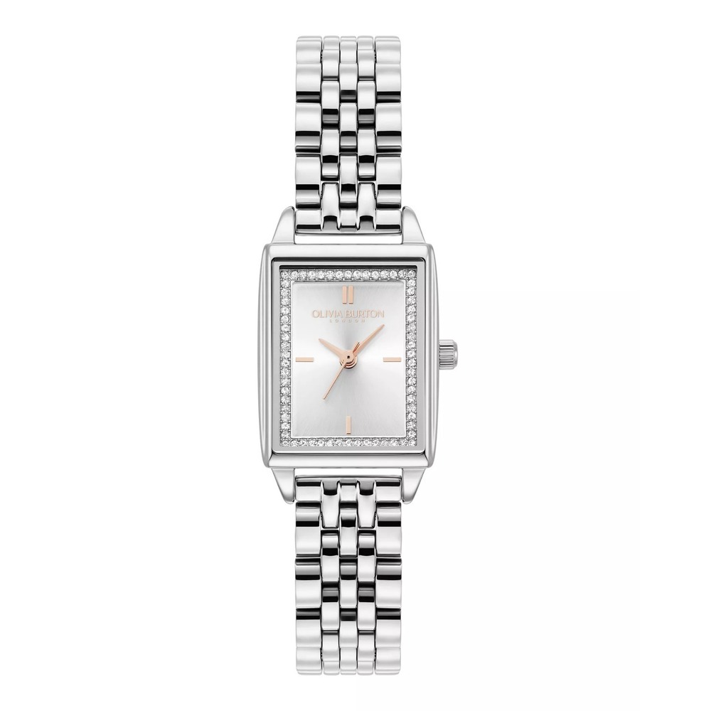 Olivia Burton Watch Women's Rectangle Silver-Tone Bracelet Watch NWT